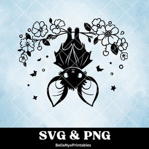 Uroczy nietoperz svg, Kwiatowy nietoperz svg, clipart nietoperza, Plik do cięcia nietoperza Cricut