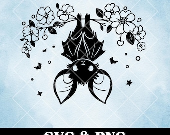 Cute Floral Bat SVG | Halloween Clip Art, T-Shirt Design (PNG, SVG)
