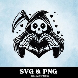 Cute Grim Reaper SVG, Goth Valentine’s Day SVG PNG image 1