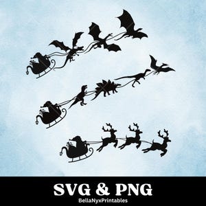 Santa Sleigh SVG Bundle: Dinosaur & Dragon Christmas Sleigh (Digital Download)
