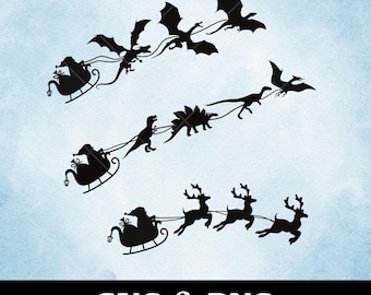 Weihnachtsschlitten SVG Bundle: Dinosaurier & Drachen Weihnachtsschlitten (Digitaler Download)