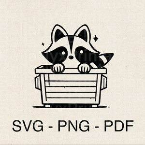 Guaxinim SVG, Trash Panda SVG PNG, Guaxinim fofo em uma lixeira, vetor de arquivo cortado, camiseta svg