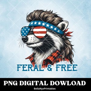 PNG Selvaggio e Libero, Procione del 4 luglio, Procione Redneck, Procione con un Mullet PNG, PNG da Uomo