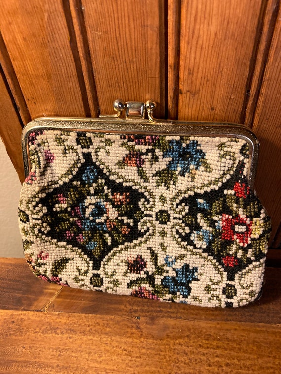 Vintage 1950s Brocade Clutch Purse with 2 section… - image 3