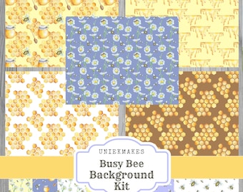 Busy Bee Journal Kit, Backgrounds, Digital, Download, Printable, Ephemera, Collage, Scrapbook, Paper, Embellishments, Uniekmakes