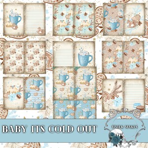 Baby It's Cold Out Junk Journal Kit, Digital, Download, Printable, Ephemera, Collage, Scrapbook, Paper, Embellishments