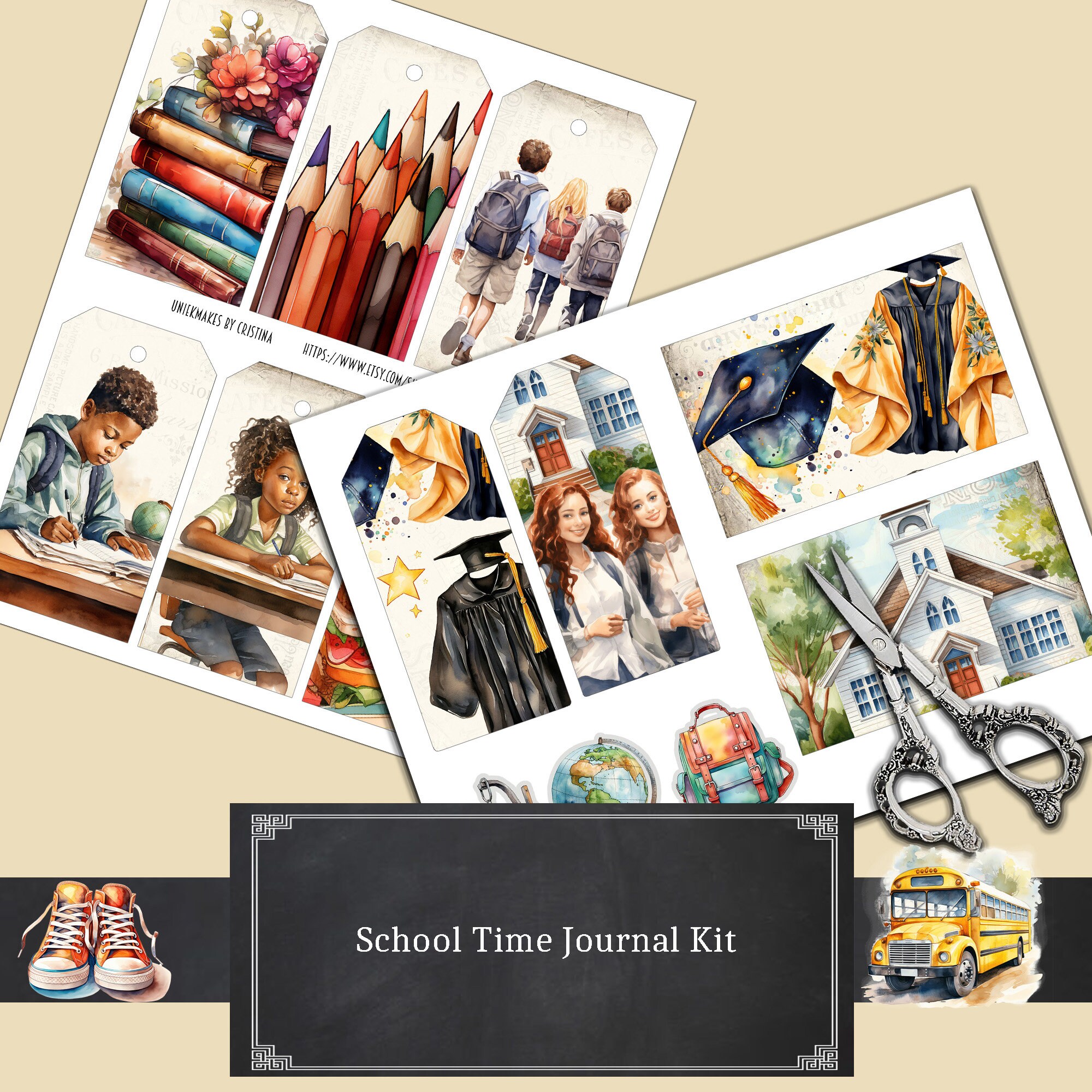 School Time Journal Kit, Digital, Download, Printable, Ephemera ...