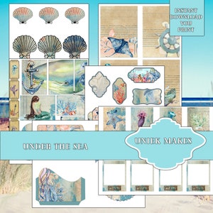 Under The Sea, Junk Journal Ephemera,  Fussy Cut,  Printable, Junk Journal,  Digital Download