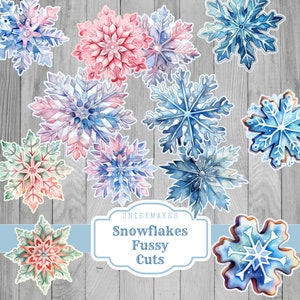 Snowflake Fussy Cuts, Christmas Junk Journal Kit, Journal Printable, Christmas Journal, Winter Ephemera, Snowman Tags, Uniekmakes