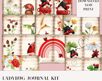 Ladybug  Junk Journal Kit,  Digital, Download,  Printable,  Ephemera,  Collage,  Scrapbook,  Paper,  Embellishments