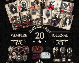 Vampire Journal Kit for Halloween, Gothic Vampire Journal Kit, Dark Romance, Printable, Collage, Scrapbooking, Instant download