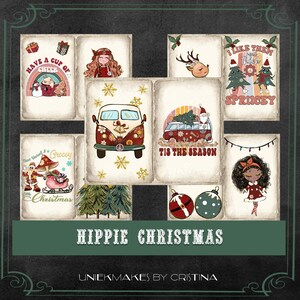 Hippie Christmas Junk Journal Kit, Digital, Download, Printable, Ephemera, Collage, Scrapbook, Paper, Embellishments.