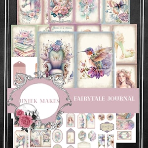 BUNDLE: Fairytail Junk Journal kit, Digital, Download, Printable, Ephemera, Collage, Scrapbook, Paper, Embellishments