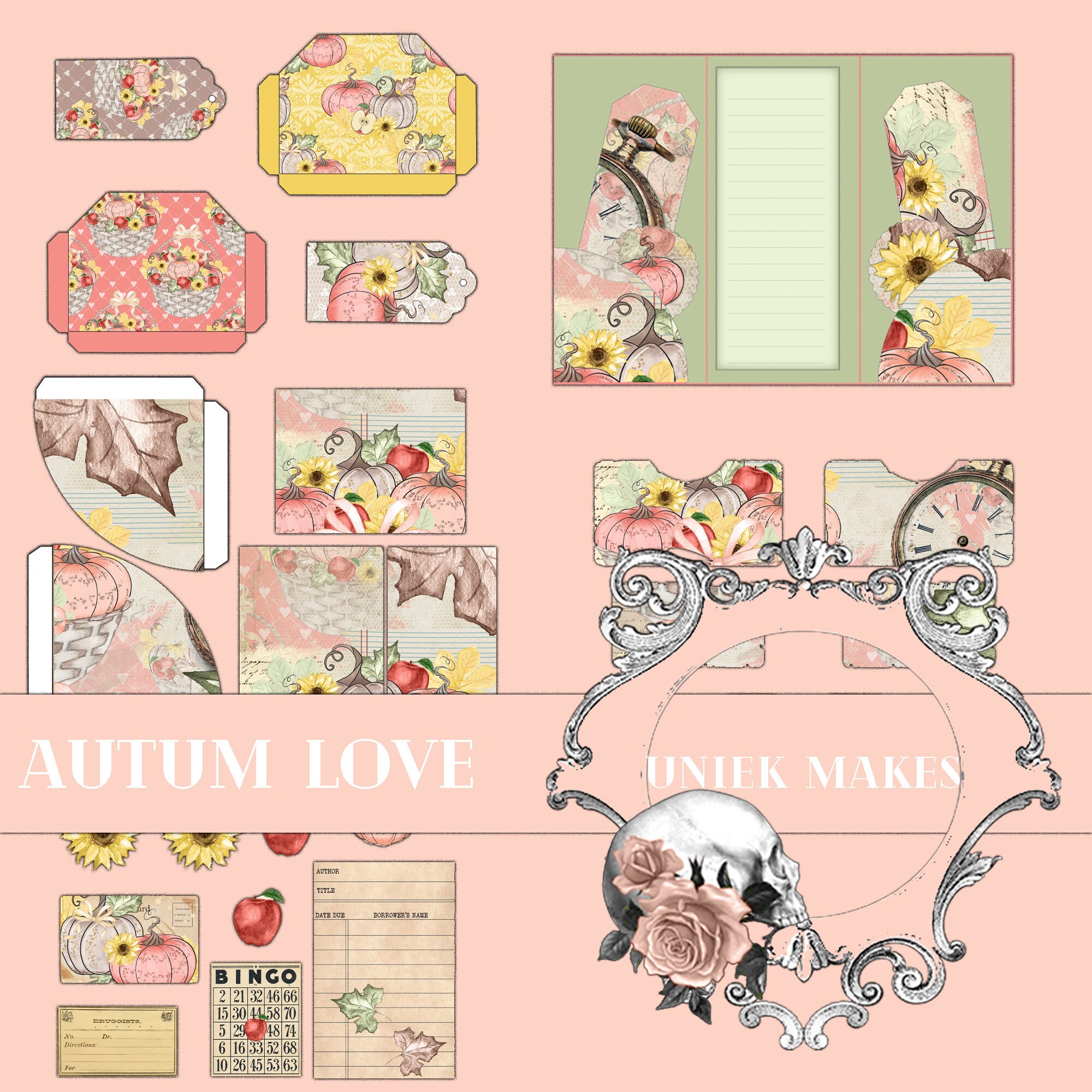 Autumn Love Junk Journal Kit Digital Download Printable - Etsy