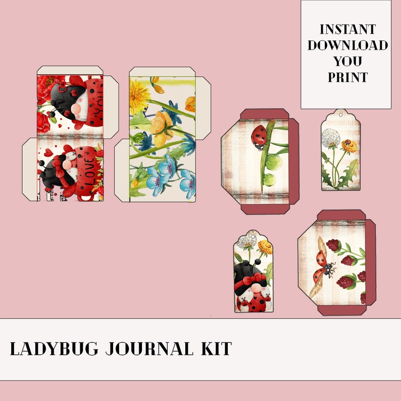 Ladybug Junk Journal Kit, Digital, Download, Printable, Ephemera ...