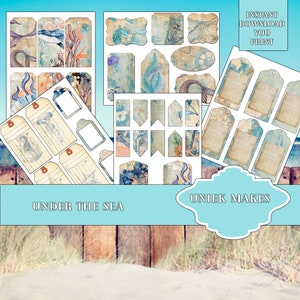 Under The Sea, Junk Journal Ephemera,  Fussy Cut,  Printable, Junk Journal,  Digital Download