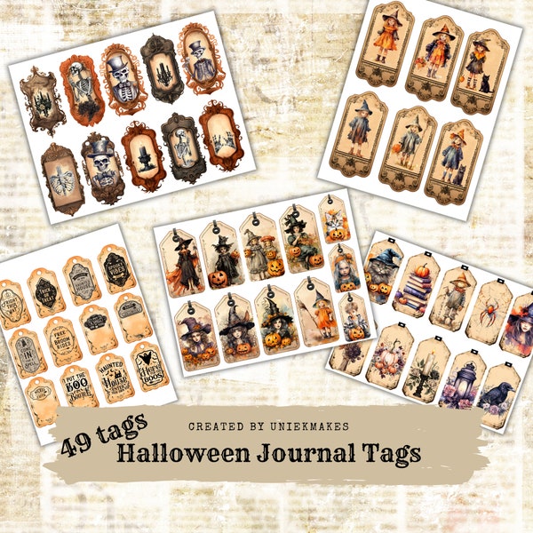 Halloween Junk Journal Ephemera, Fussy Cut, Printable, Junk Journal, Digital Download