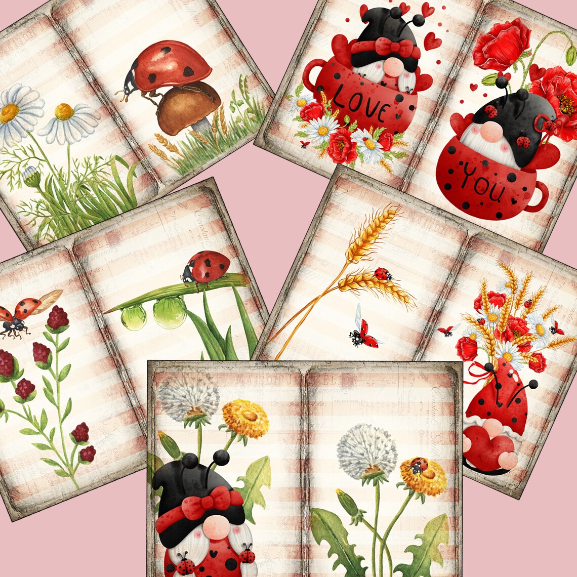 Ladybug Junk Journal Kit Digital Download Printable - Etsy