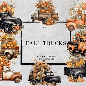 Fall Halloween truck, TRUCK Clipart, Halloween Clipart, FALL Clipart, Watercolor, Instant Download, Full Commercial Use, PNG