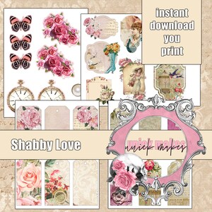Shabby, Junk Journal Ephemera,  Fussy Cut,  Printable, Junk Journal,  Digital Download