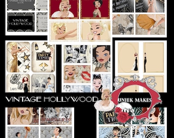 Vintage Hollywood Addon 2, Junk Journal Kit, Digital, Download, Printable, Ephemera, Collage, Scrapbook, Paper, Embellishments