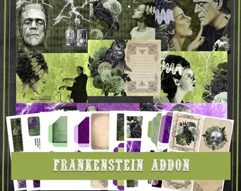 Frankenstein Junk Journal Kit, Digital, Download, Printable, Ephemera, Collage, Scrapbook, Paper, Embellishments