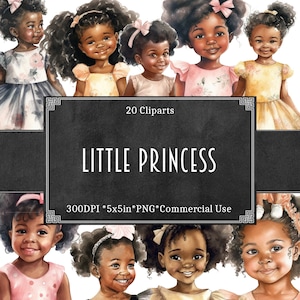 Little Princess Watercolor Clipart Bundle, transparent PNG, Pretty Girls Clipart,Fantasy illustration,Paper craft,Junk Journal Scrapbooking
