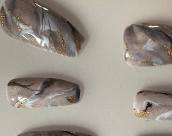 Marble Press On Nails