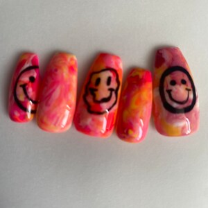 Smiley Tye-Dye Press on Nails image 2