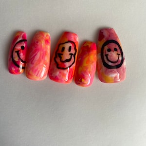 Smiley Tye-Dye Press on Nails image 1