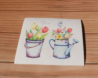 Swedish Dishcloths Spring Flowers in Cans - Best Eco-Friendly Paper Towel Alternatives!