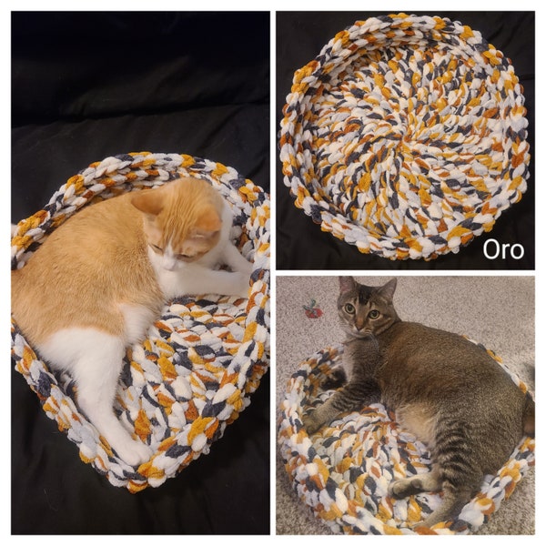 Handmade Crochet Cat Bed or Small Dog Bed: Soft Pet Bed 16inch Diameter
