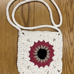 Handmade Crocheted Flower Crossbody Bag