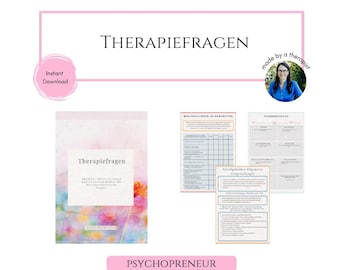 Plantilla de preguntas de terapia: sugerencias de conversación profesionales y preguntas de reflexión para psicoterapia, coaching y asesoramiento.