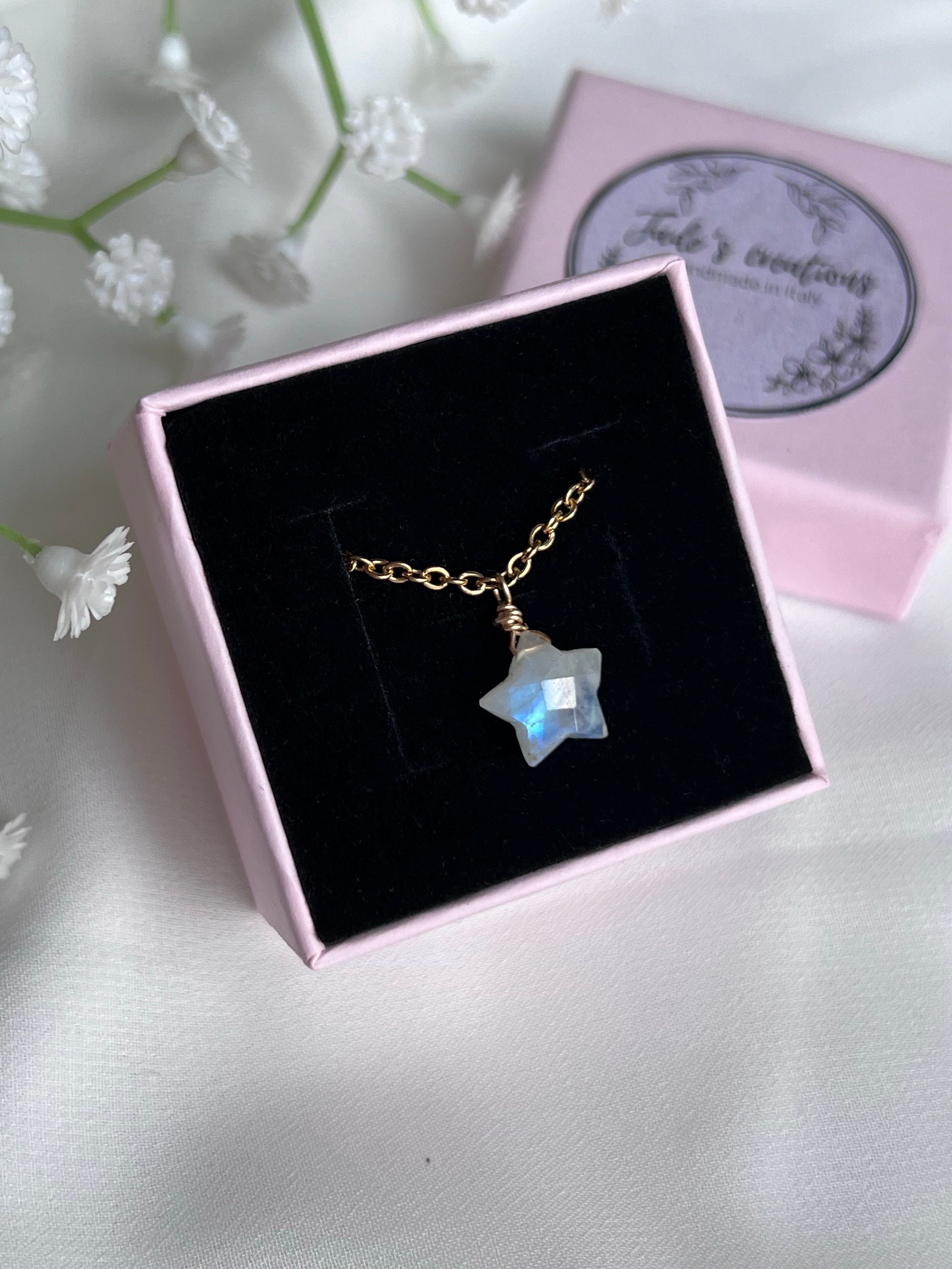 Collana Con Ciondolo Chiave Cuore E Pietra Di Luna – Argento 925, Gioiello Portafortuna Donna