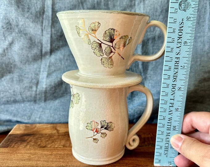 Unique Coffee Pour Over Set, Gold Leaf Ceramic Set, Handmade Pottery Etsy