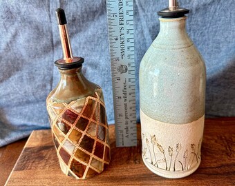 Unique oil cruet, Handmade oil or vinegar bottles, ceramic oil cruet