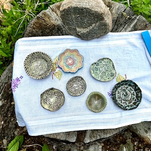Unique small trinket dish, spoon rest, pottery gift, tea light holder,