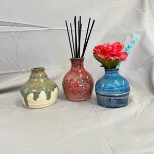Carved Stoneware Bottle, Artisan Reed Diffuser, Boho Diffuser Jar, Spa Decor Gift