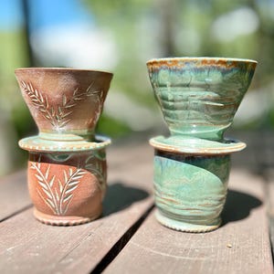 Handmade Ceramic Pour Over Coffee Set – Mug + Dripper, stoneware coffee- dripper gift set