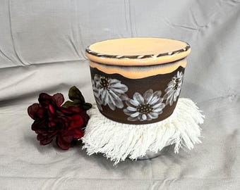 Stoneware Butter Keeper, Hand painted Butter Crock, Unique French Butter Dish