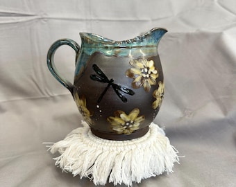 Dragonfly Pitcher |Ceramic Cream Pourer |  | Farmhouse Kitchen Decor