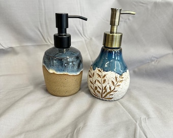 Stoneware Soap Dispenser, Rustic Bathroom Decor