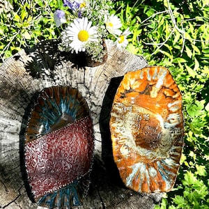 Handmade stoneware platter, unique serving tray, one of a kind