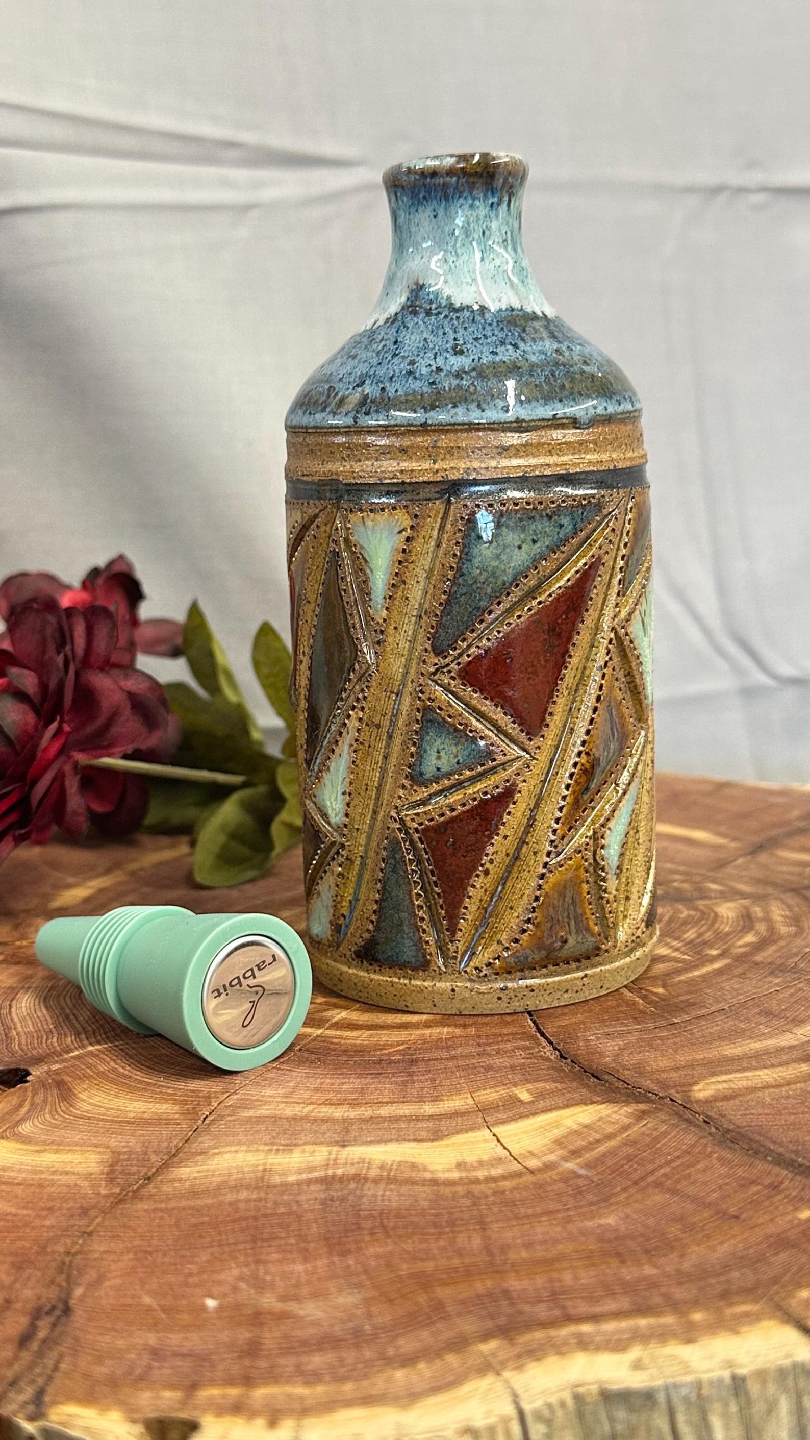Stoneware Oil Dispenser - Zigzag