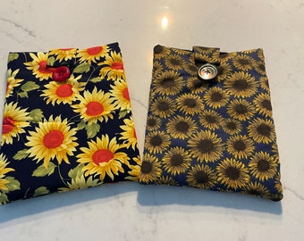 Sunflowers book sleeve, e reader pouch or document wallet