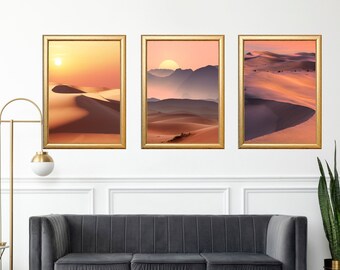 Print set of 3, Dune, Desert print, Sunset art, Sunset print, Desert sunset, Gallery Wall, Sunset Prints, Desert Wall Art, Digital Download