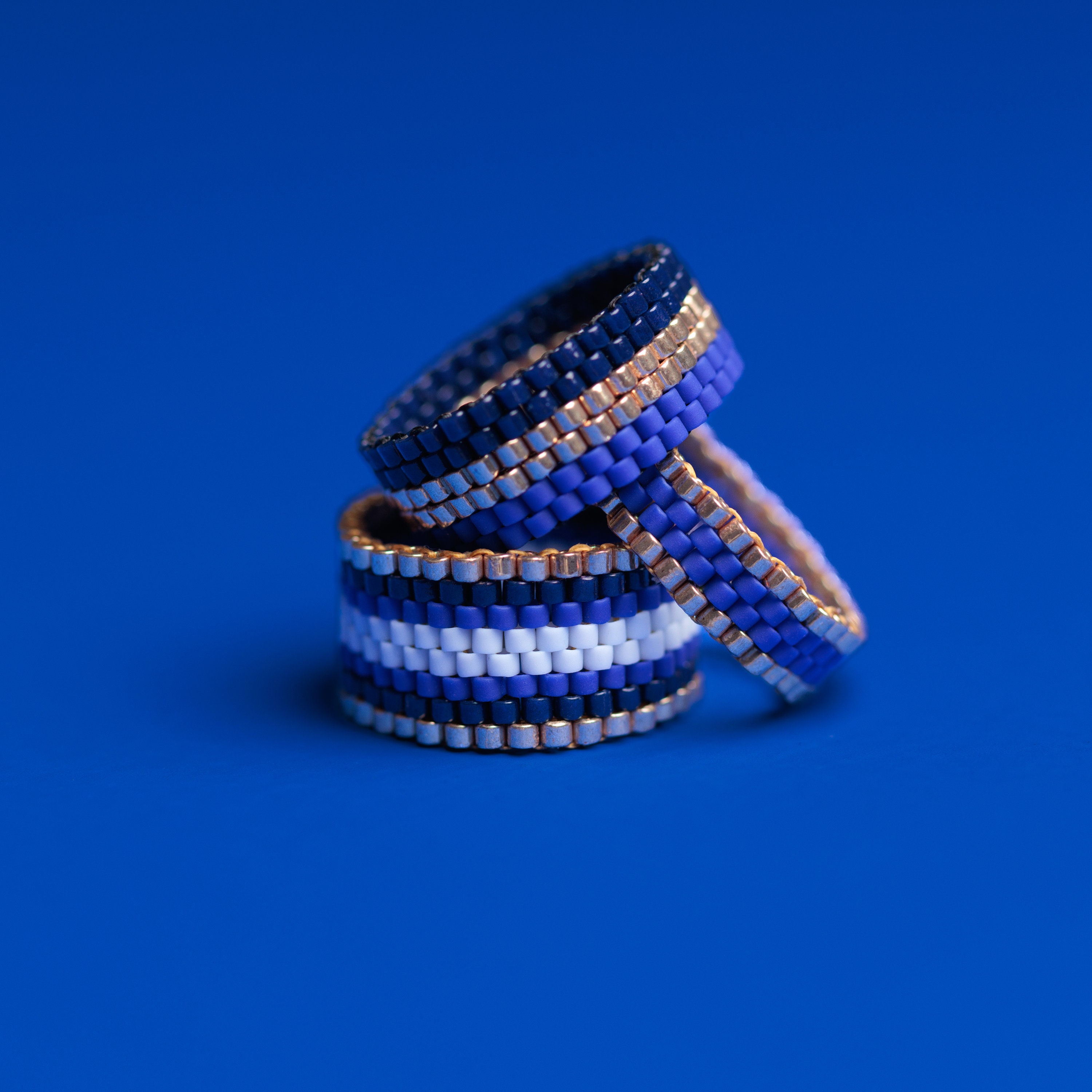 Ocean Blue - High-end Beaded Ring, Seed Bead Ring, Bead Woven Band Ring ...