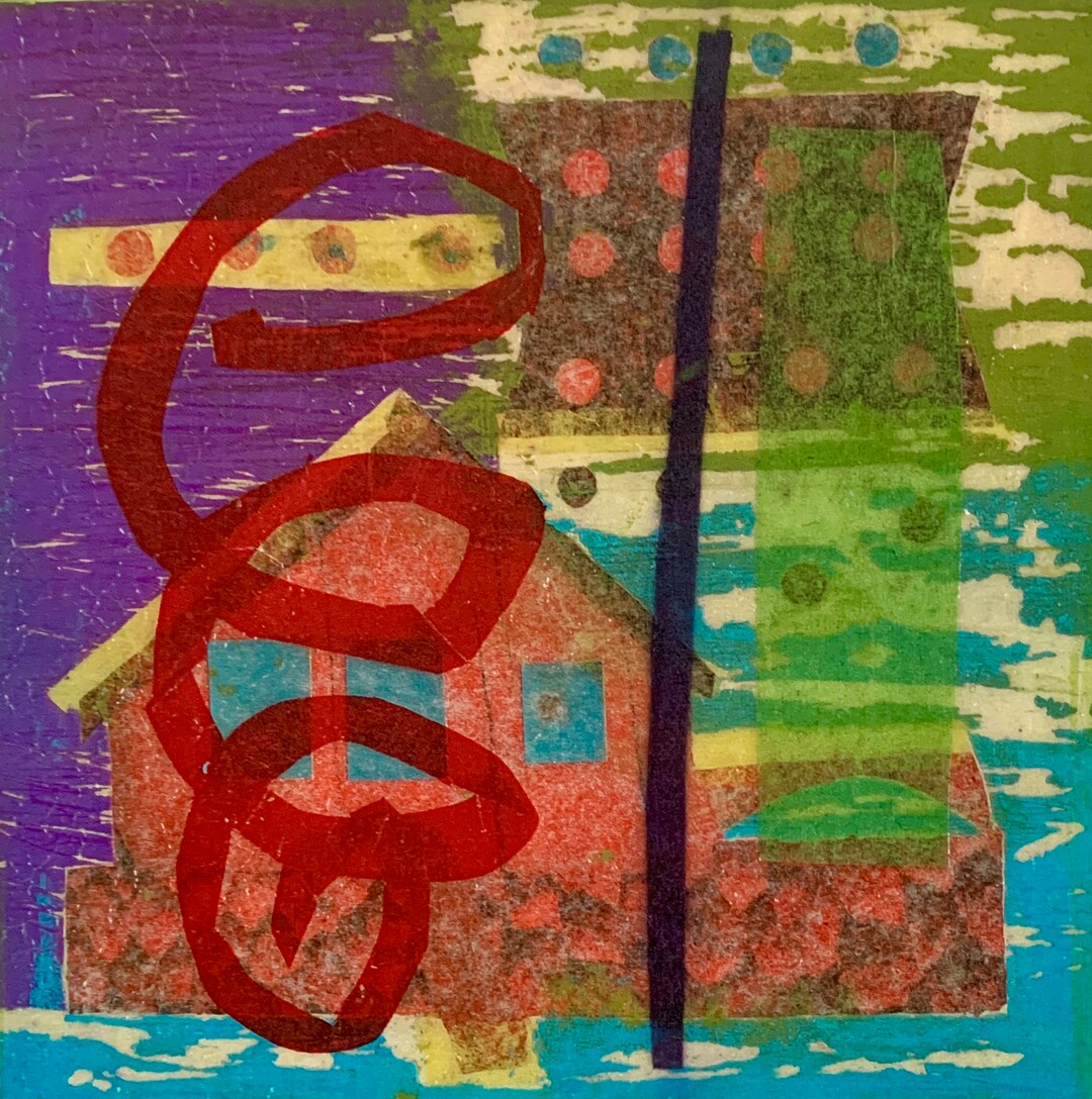 Original Abstract House Collage, Modern Wall Art, 6x6 - Etsy