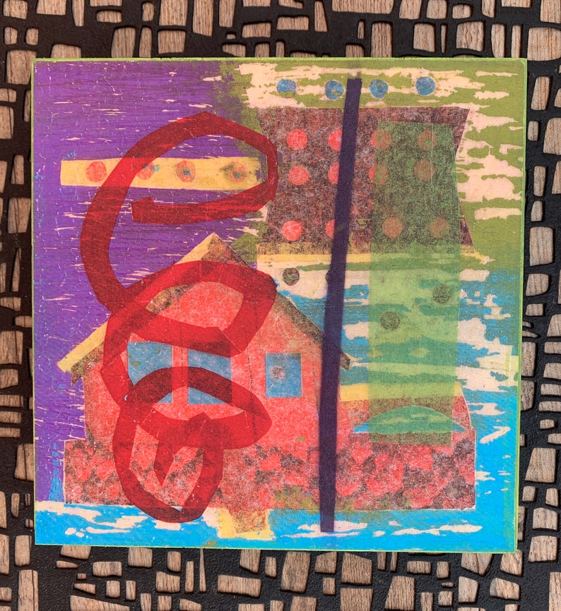 Original Abstract House Collage, Modern Wall Art, 6x6 - Etsy